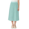 thumbnail image 1 of WRKEKC Girls Pleated Skirt Elastic Waist Solid Color Soft Breathable Comfortable Cotton Fabric Lightweight Casual Daily Wear 3-13 Years, 1 of 6