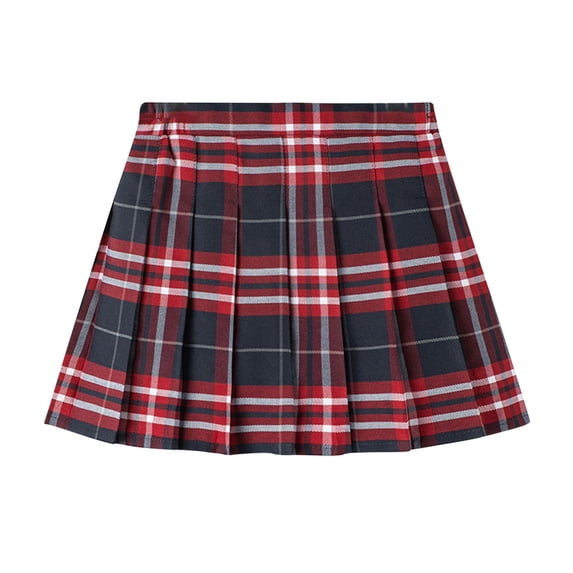 WRKEKC Girls Pleated Skirt Elastic Waist with Liner Plaid Soft Breathable Comfortable Cotton Fabric Lightweight Casual Daily 9-16 Years