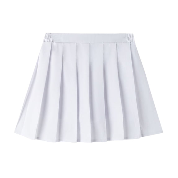 WRKEKC Girls Pleated Skirt Elastic Waist with Liner Solid Color Soft Breathable Comfortable Cotton Fabric Lightweight Casual Daily 9-16 Years