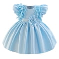 thumbnail image 1 of WRKEKC Girls Princess Dress Party Short Sleeve Round Neck Color Block Zipper Back Soft Breathable Comfortable Cotton 12 Months - 5 Years, 1 of 6