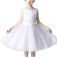 thumbnail image 1 of WRKEKC Girls Princess Dress Party Sleeveless Round Neck Solid Color Sequin Detail Soft Breathable Comfortable Cotton 4-15 Years, 1 of 8