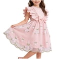 thumbnail image 1 of WRKEKC Girls Princess Dress Sleeveless Round Neck Solid Color Embroidered Soft Breathable Comfortable Cotton Fabric Wear 2-8 Years, 1 of 9