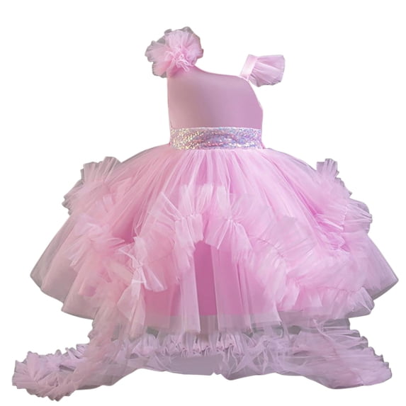 WRKEKC Girls Princess Dress Sleeveless Round Neck Solid Color Tulle Soft Breathable Comfortable Cotton Fabric 1-8 Years