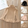thumbnail image 1 of WRKEKC Girls Ruffled Turtleneck Solid Color Knit Sweater Long Sleeve Soft Thick Warm Cozy Pullover for 3-8 Years Toddlers Fall Winter Stylish Casual Daily Outwear, 1 of 4