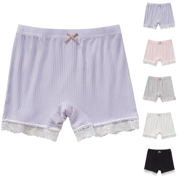 WRKEKC Girls Running Shorts Modal Safety Shorts with Lace Trim Anti Chafe Underwear Elastic Waist Lightweight Kids Shorts 2-10 Years