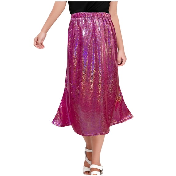 WRKEKC Girls Sequin Skirt Plaid Soft Breathable Comfortable Cotton Fabric Lightweight Casual Daily Wear 3-16 Years