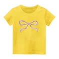 thumbnail image 1 of WRKEKC Girls Short Sleeve T-Shirts, Summer Tops for Girls, Boys and Girls Summer Casual Bow Print Sports Breathable Crew Neck Short Sleeve T-Shirts, 1 of 3