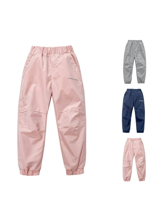 Girls Ski Pants Fleece Lined Windproof Waterproof Cuffed Hem Warm Solid Color Long-Lasting Outdoor Winter Pants for Girls 6-15 Years