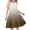 thumbnail image 1 of WRKEKC Girls Summer Dress Spaghetti Strap Gradient Color Block Tiered Ruffle Hem Bohemian Sundress for Girls 4-14 Years, 1 of 7