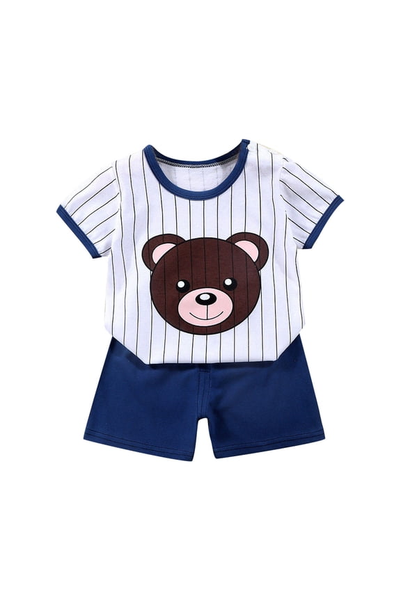 Girls Summer Outfits 2-Piece Cute Cartoon Print Short Sleeve Top Shorts Soft Casual Style for Girls 6 Months-6 Years