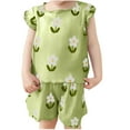 thumbnail image 1 of WRKEKC Girls Summer Outfits, Baby Girl Outfits, Girls' Summer Flower Print Short Sleeve Round-Neck Blouses Breathable Outfits, 1 of 8