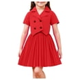 thumbnail image 1 of WRKEKC Girls Summer Outfits Blazer Pleated Skirt Two Piece Set Lapel Top Skirt Set Casual Daily Wear 2-8 Years, 1 of 6