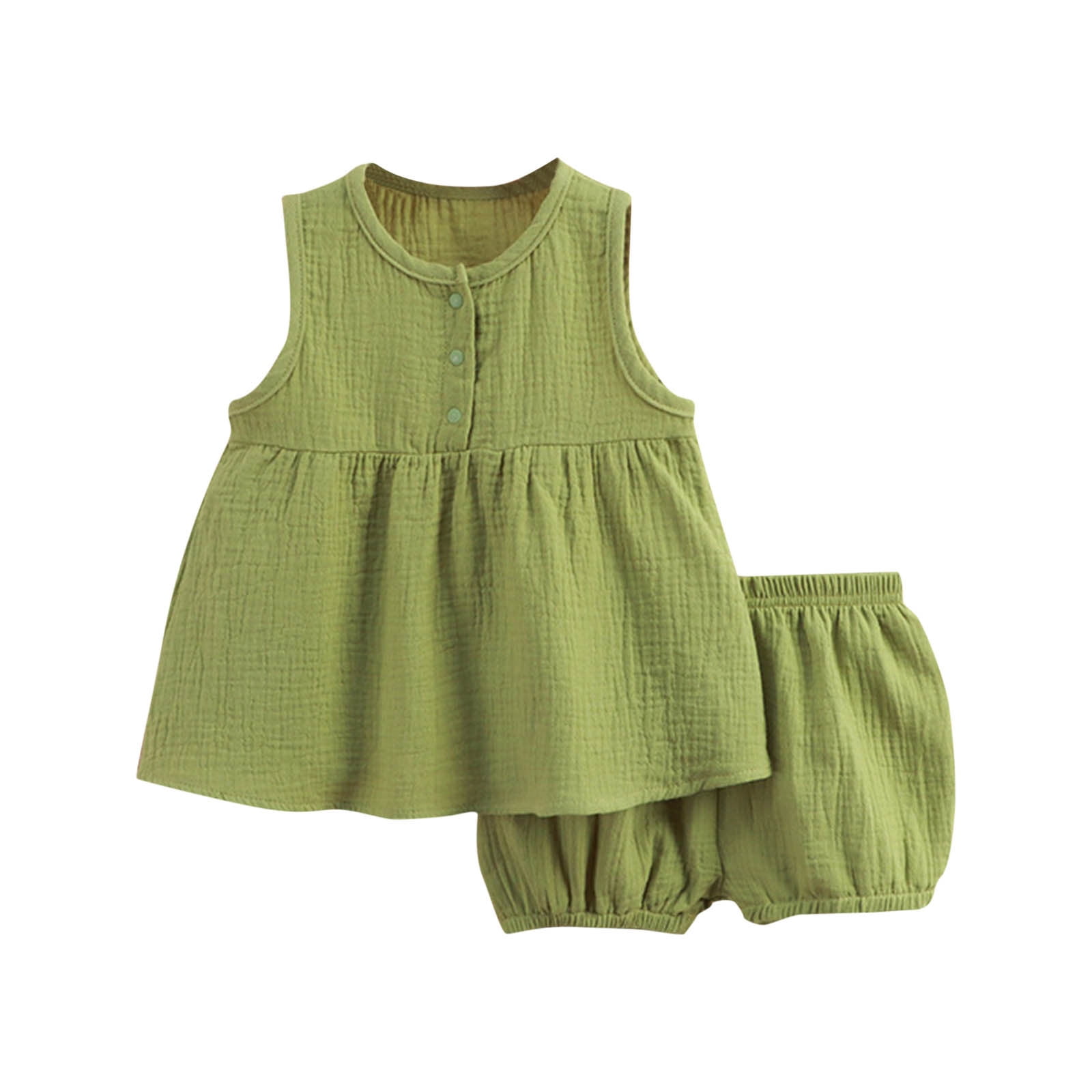Girls' Knit Top & Gingham Shorts Set – Casual Summer Outfit main image 1