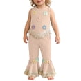 thumbnail image 1 of WRKEKC Girls Summer Outfits One Shoulder Sleeveless Top and Long Pants 2 Piece Set for 6 Months-3 Years, 1 of 9