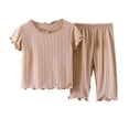 thumbnail image 1 of WRKEKC Girls Summer Outfits Short Sleeve Polka Dot Top Cropped Pants Casual Daily Soft Cotton Two Piece 1-11 Years, 1 of 8