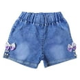thumbnail image 1 of WRKEKC Girls Summer Shorts Denim Shorts with Bow Design Casual Outer Wear Pants Lightweight Denim Fabric 2-7 Years, 1 of 4