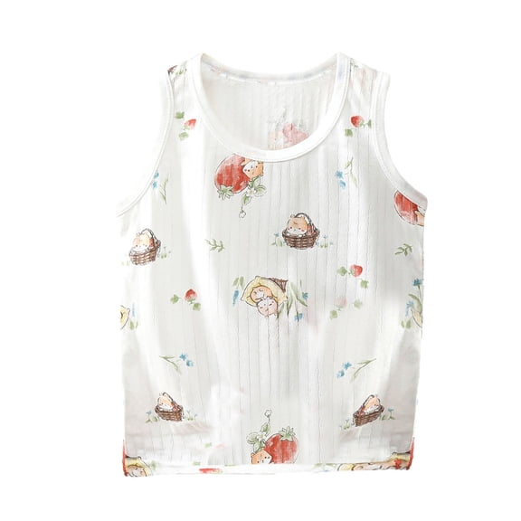 WRKEKC Girls Summer Tank Tops, Casual Tank for Girls, Boys Girls Cute Printed Round Neck Sleeveless Summer Breathable Drying Tank Tops