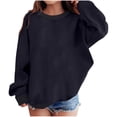 thumbnail image 1 of WRKEKC Girls Sweatshirts Casual Drop Shoulder Crewneck Solid Color Ribbed Cuffs Soft Warm Cozy Thickened Long Sleeve Pullover for Fall Winter 2-12 Years, 1 of 4