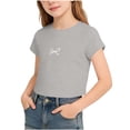 thumbnail image 1 of WRKEKC Girls T Shirts Heart Print Round Neck Short Sleeve Casual Sweetheart Graphic Top for 5-15 Years, 1 of 5