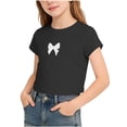 thumbnail image 1 of WRKEKC Girls T Shirts Heart Print Round Neck Short Sleeve Casual Sweetheart Graphic Top for 5-15 Years, 1 of 6