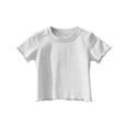 thumbnail image 1 of WRKEKC Girls T Shirts Solid Soft Breathable Scallop Trim Round Neck Short Sleeve Layering Top for 12 Months11 Years, 1 of 6