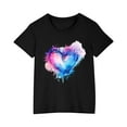 thumbnail image 1 of WRKEKC Girls T-Shirts, Summer Tops for Girls, Girls' Summer Casual Comfortable Heart Print Round Neck Short Sleeve Soft T-Shirts, 1 of 5