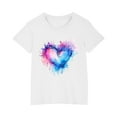 thumbnail image 1 of WRKEKC Girls T-Shirts, Summer Tops for Girls, Girls' Summer Casual Comfortable Heart Print Round Neck Short Sleeve Soft T-Shirts, 1 of 5