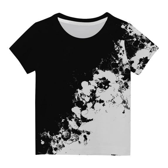 WRKEKC Girls T-Shirts, Summer Tops for Girls, Girls' and Boys' Summer Casual Comfortable Heart Print Round Neck Short Sleeve Soft T-Shirts