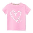 thumbnail image 1 of WRKEKC Girls T-Shirts, Summer Tops for Girls, Summer Cool Casual Comfortable Round Neck Breathable Heart Print Short Sleeve Tops for Boys and Girls, 1 of 3