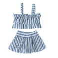 thumbnail image 1 of WRKEKC Girls Tankini Set 2 Piece Color Block Halter Top with Skirted Bottom Modest Swimwear 4-8 Years, 1 of 5