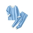 thumbnail image 1 of WRKEKC Girls Thermal Underwear Set Solid Color Long Sleeve Crew Neck Fleece Lined Top and Pants 2 Piece Sleepwear Set for Kids 2-14 Years, 1 of 5