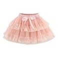 thumbnail image 1 of WRKEKC Girls Tulle Skirt Elastic Waist Bowknot Ruffled Soft Breathable Comfortable Cotton Fabric Lightweight Casual Daily 3-10 Years, 1 of 9