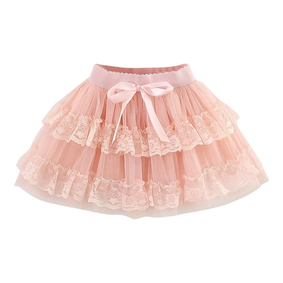WRKEKC Girls Tulle Skirt Elastic Waist Bowknot Ruffled Soft Breathable Comfortable Cotton Fabric Lightweight Casual Daily 3-10 Years