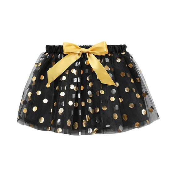 WRKEKC Girls Tutu Skirt Elastic Waist Polka Dot Tulle Skirt with Bow and Lining Anti-Exposure for Party and Dance Girls 3-8 Years