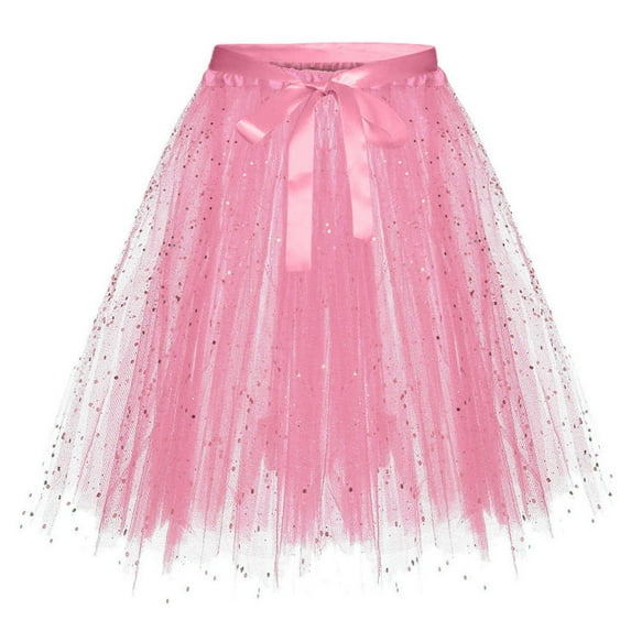 WRKEKC Girls Tutu Skirt Tulle Skirt with Bow and Sparkle Detail Fluffy for Birthday and Holiday Parties Girls 2-17 Years