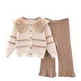 thumbnail image 1 of WRKEKC Girls Winter Outfits Fuzzy Knit Long Sleeve Top and Flared Pants 2 Piece Solid Color Outfit Set for Girls 1 - 8 Years, 1 of 2