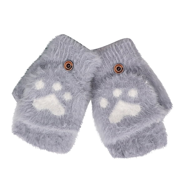WRKEKC Gloves for Women Fingerless Flip Top Fuzzy Gloves for Women Fall Winter Student Kids Fleece Lined Thick Warm Wear