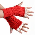 thumbnail image 1 of WRKEKC Gloves for Women Heart Hollow Knitted Unisex Fingerless Gloves with Wrist Warmth for Fall and Winter Cold Weather, 1 of 3