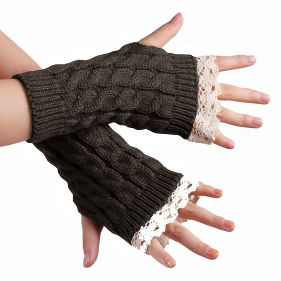 WRKEKC Gloves for Women Heart Hollow Knitted Unisex Fingerless Gloves with Wrist Warmth for Fall and Winter Cold Weather