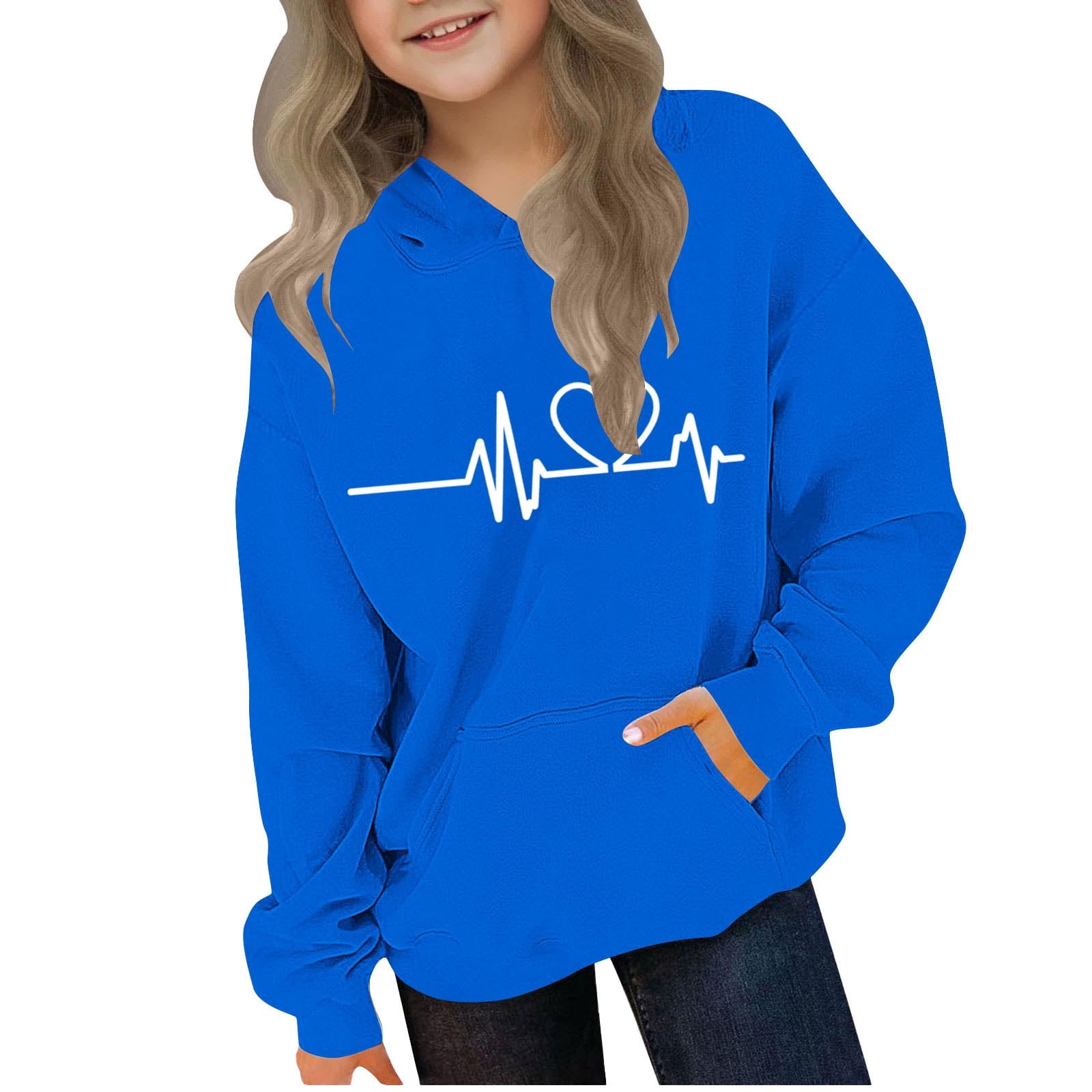 WRKEKC Hoodies for Kids Stylish Gradient Heart Print Pullover