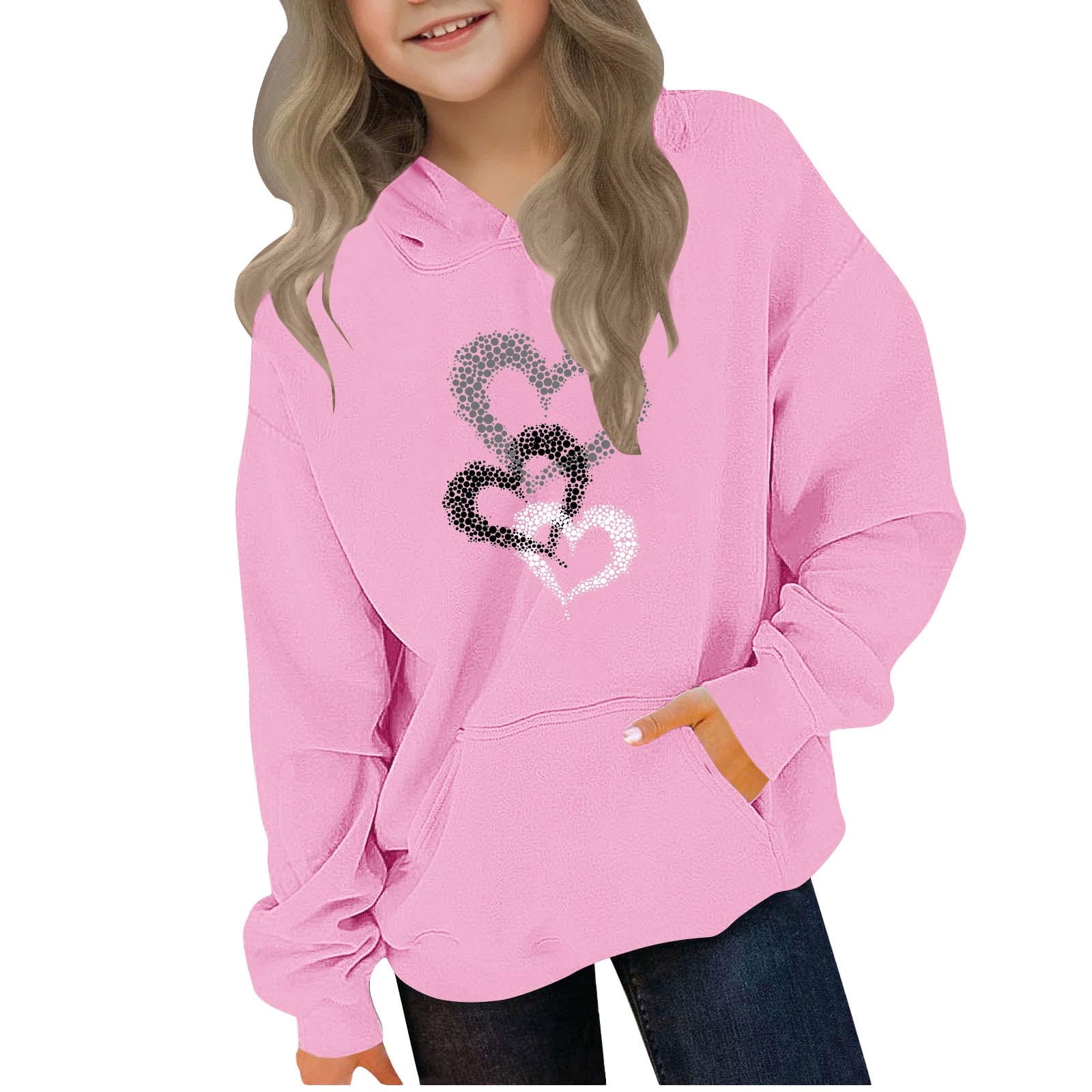 WRKEKC Hoodies for Kids Stylish Gradient Heart Print Pullover
