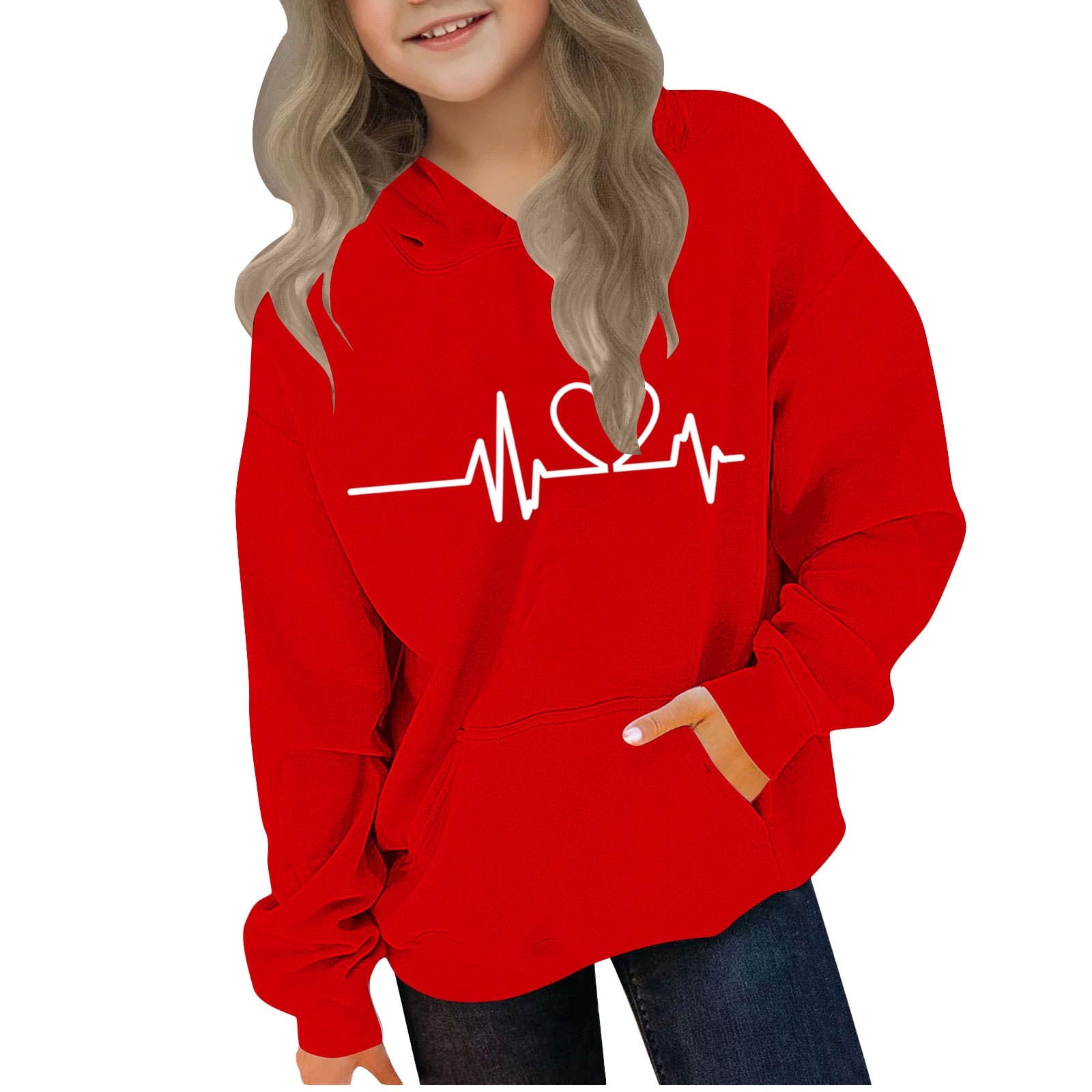 WRKEKC Hoodies for Kids Stylish Gradient Heart Print Pullover