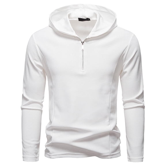 WRKEKC Hoodies Zip Up for Men Stylish Solid Color Hooded Half Zip Drawstring Casual Pullover Fall Outdoor Leisure Wear Comfortable Fit