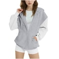 thumbnail image 1 of WRKEKC Hoodies for Girls Casual Color Block Print Zip Up Hoodie Fleece Lined Soft Warm Cozy Long Sleeve with Pockets for Fall Winter 4-15 Years, 1 of 4