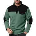 thumbnail image 1 of WRKEKC Hoodies for Men Color Block Stand Collar Waffle Knit Pocket Button Pullover Sweatshirt for Fall Winter Casual Outdoor Use, 1 of 3