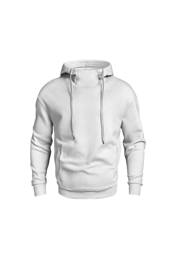 Hoodies for Men Solid Color Drawstring Hood Side Pockets Casual Pullover Long Sleeve Sweatshirt for Leisure and Outings