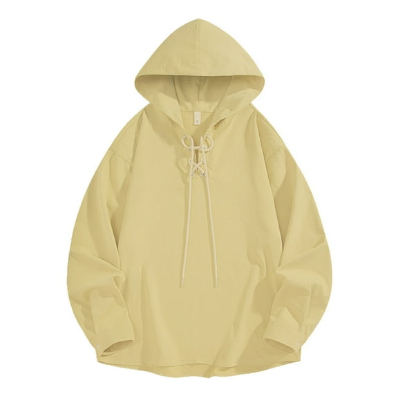WRKEKC Hoodies for Men Solid Color Long Sleeve Twisted Drawstring Hooded Casual Shirt for Fall Winter Fashion Looks