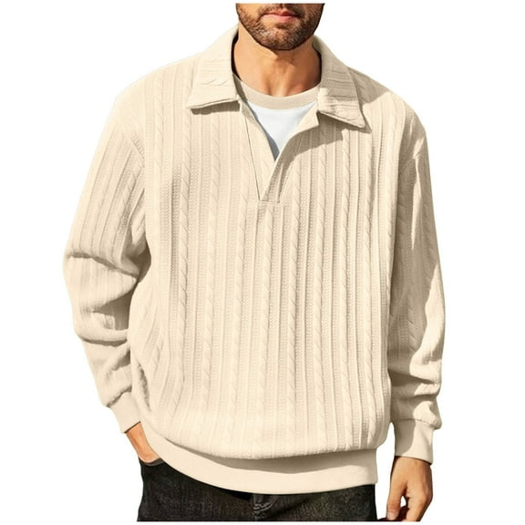 WRKEKC Hoodies for Men Two Tone Button Down Collared Textured Pullover Hoodie Long Sleeve Casual Top for Trendy Fall Outfits