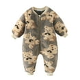 thumbnail image 1 of WRKEKC Infant Fleece Romper Bear Print Zipper Front Thickened Warm Snug Comfortable Fitting Fall Winter Jumpsuit for Boys and Girls 0 Months-3 Years, 1 of 9