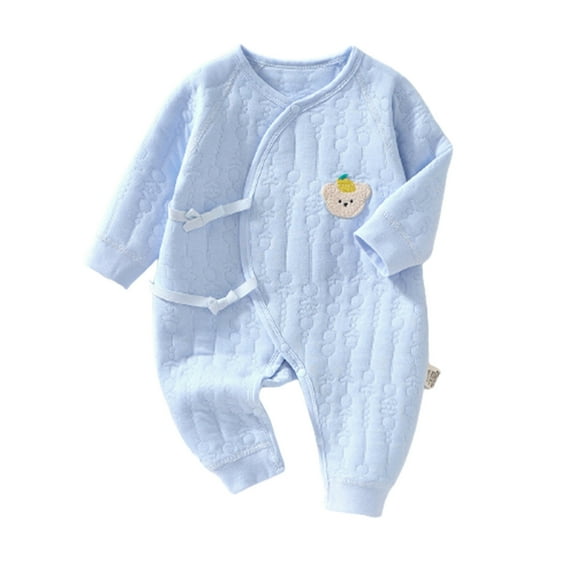 WRKEKC Infant Print Romper Ribbed Crew Neck Snap Buttons Thickened Warm Snug Comfortable Fitting Fall Winter Jumpsuit for Boys and Girls 3-24 Months